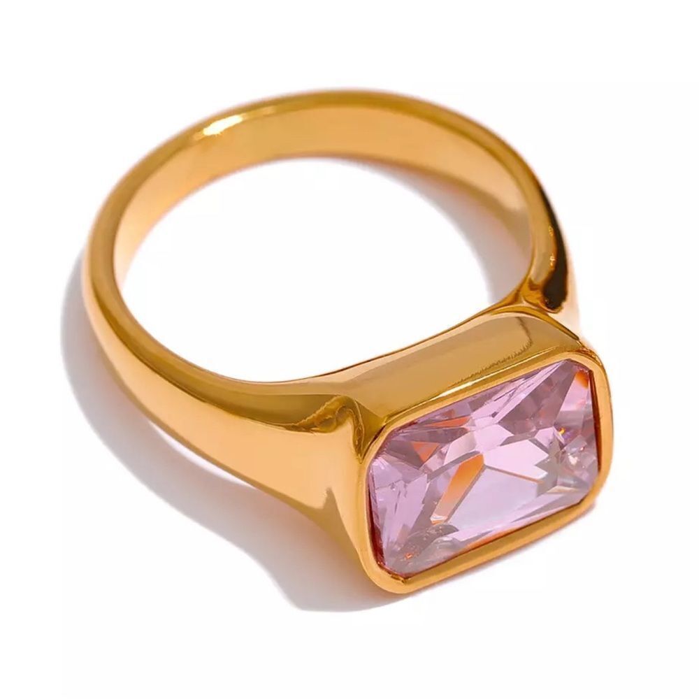💎144💎 BEAUTIFUL PINK SAPPHIRE RING WITH GOLD FINISH